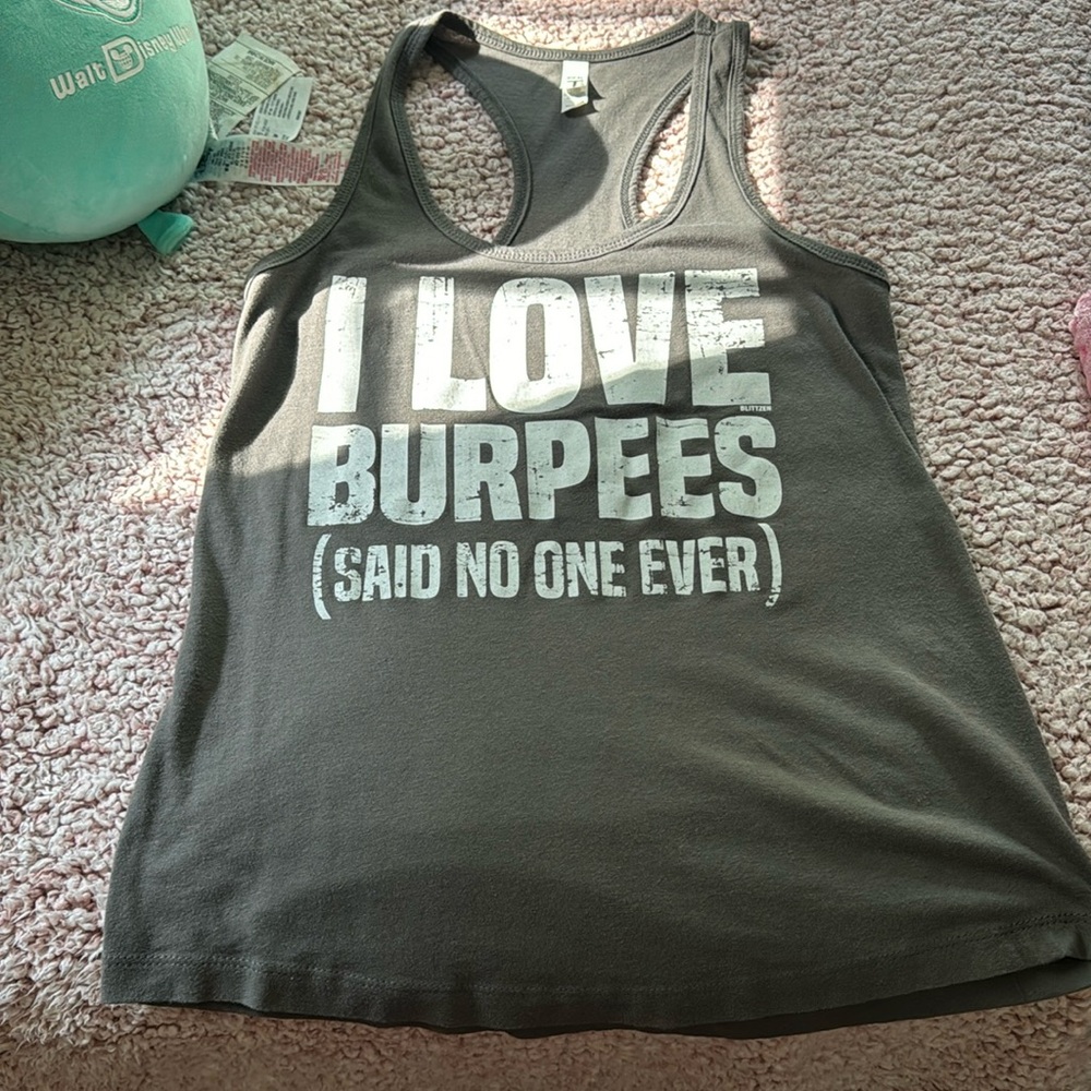 Women’s I love Burpee’s racer back tank top